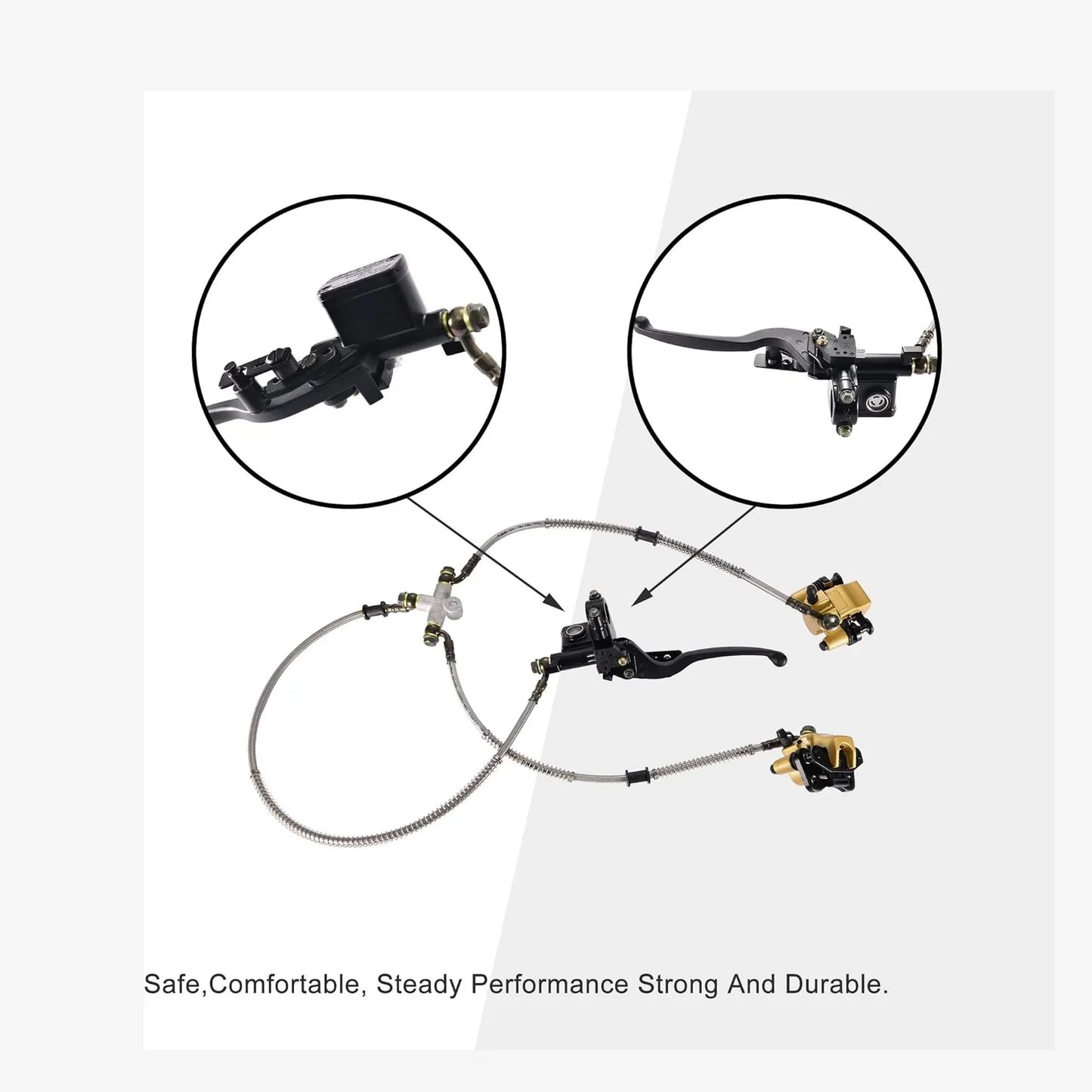 Front Dual Hydraulic Brake Assembly with 25.6" Main Hose for 50cc-125cc TaoTao, Coolster, Roketa ATV - goofitmoto