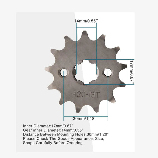420-12T Front Engine Sprocket (17mm) for 50cc–150cc Dirt Pit Bike & ATV - goofitmoto