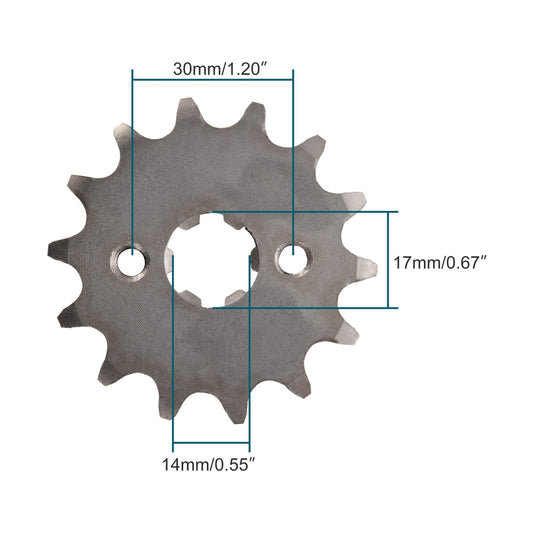 GOOFIT 17mm Front Sprocket with Holder and Bolts Replacement for 50cc 70cc 110cc 125cc 140cc 160cc Motorcycle ATV Dirt Bike Quad TaoTao 420-14T