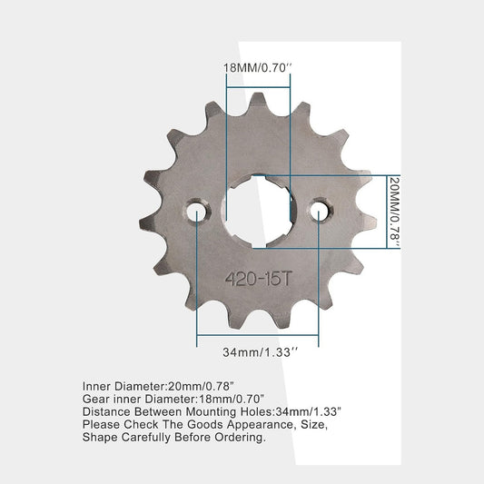 GOOFIT 20mm Sprocket Front for 50cc 70cc 90cc 110cc 125cc Dirt Pit Bike ATV Quad Buggy Moped Scooter Motorcycle 420-15T