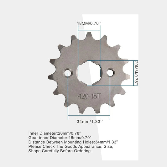 420-15T Front Engine Sprocket (20mm) for 50cc–160cc Dirt Pit Bike & ATV - goofitmoto