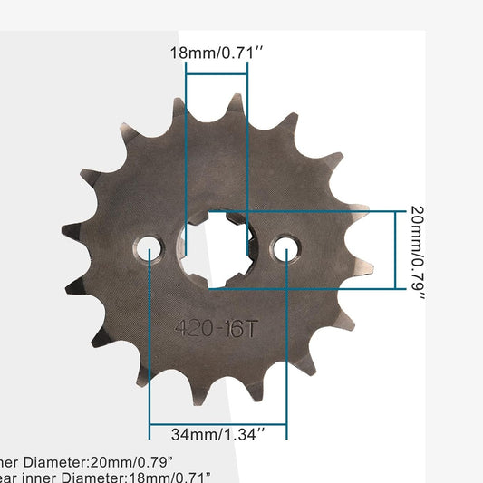 GOOFIT 20mm Sprocket Front Replacement for 50cc 70cc 110cc 125cc 140cc Motorcycle ATV Dirt Bike 420-16T