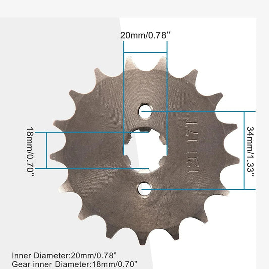 420-17T Front Engine Sprocket (20mm) for 50cc–150cc Dirt Pit Bike & ATV - goofitmoto