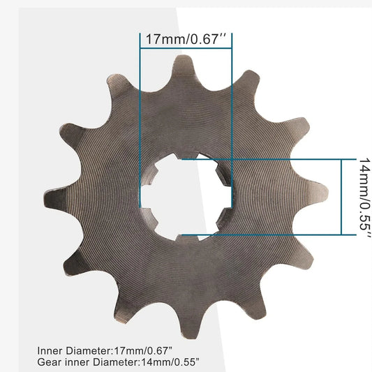 428-12T Front Engine Sprocket (17mm) for 50cc–160cc Dirt Pit Bike & ATV - goofitmoto