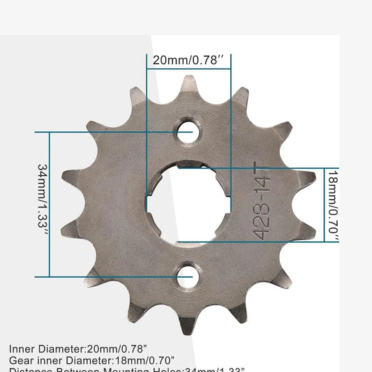 428-14T Front Engine Sprocket (20mm) for Motorcycle, ATV, & Dirt Bike - goofitmoto