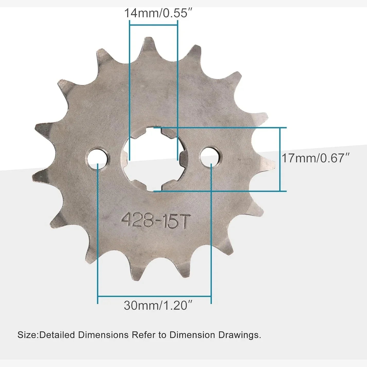 428-15T Front Engine Sprocket (17mm) for 50cc–160cc Dirt Pit Bike & ATV - goofitmoto