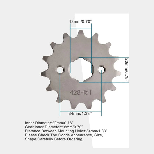 428-15T Front Engine Sprocket (20mm) for Motorcycle, ATV, & Dirt Bike - goofitmoto