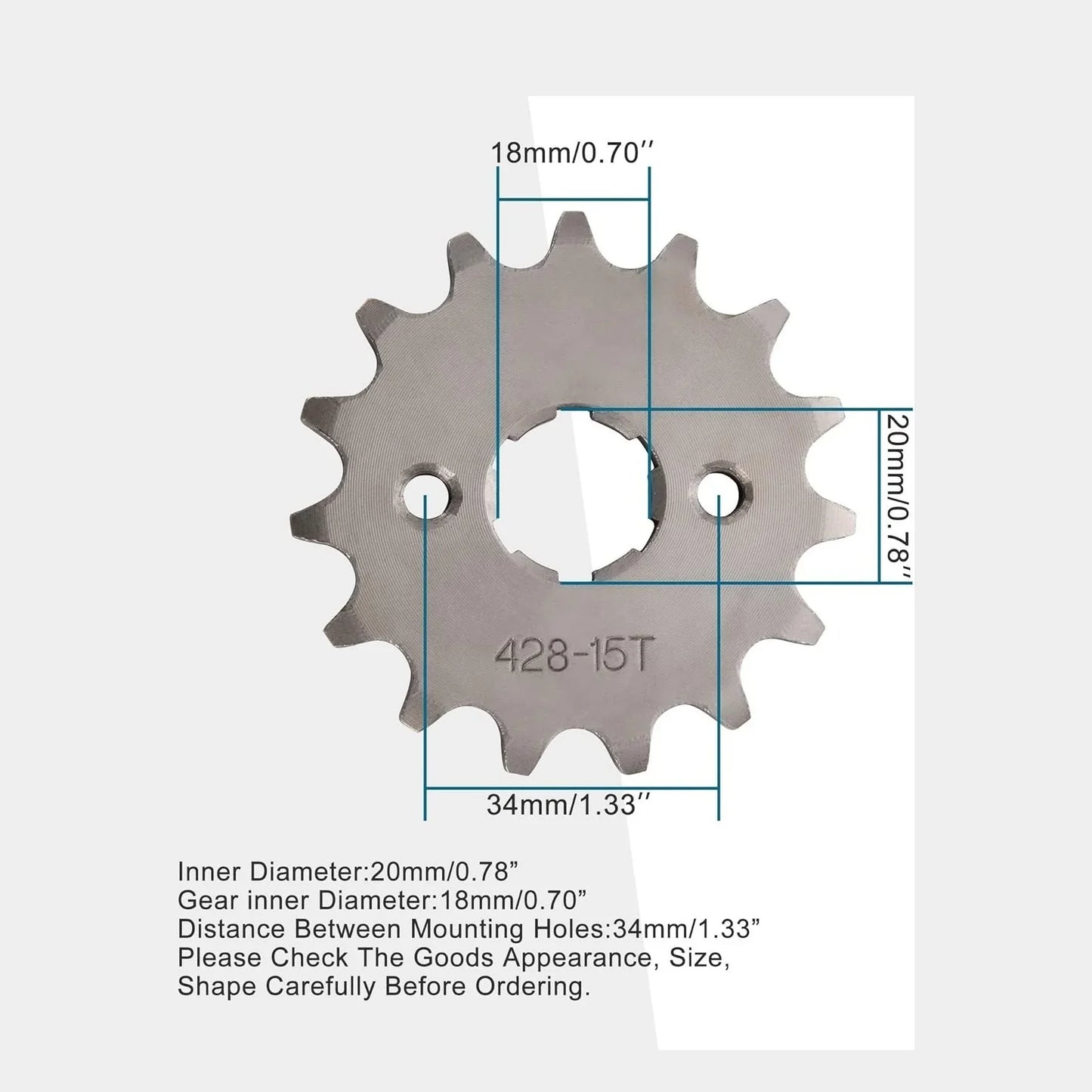 428-15T Front Engine Sprocket (20mm) for Motorcycle, ATV, & Dirt Bike - goofitmoto