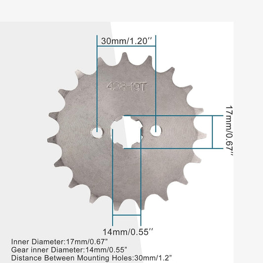GOOFIT 17mm Sprocket Front for 50cc 70cc 90cc 125cc Motorcycle ATV Dirt Bike Go Kart 428-19T