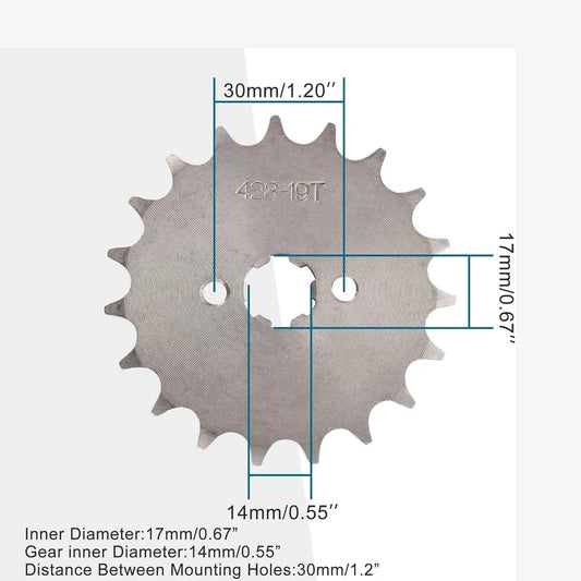 428-19T Front Engine Sprocket (17mm) for 50cc–125cc Pit Bike & ATV - goofitmoto