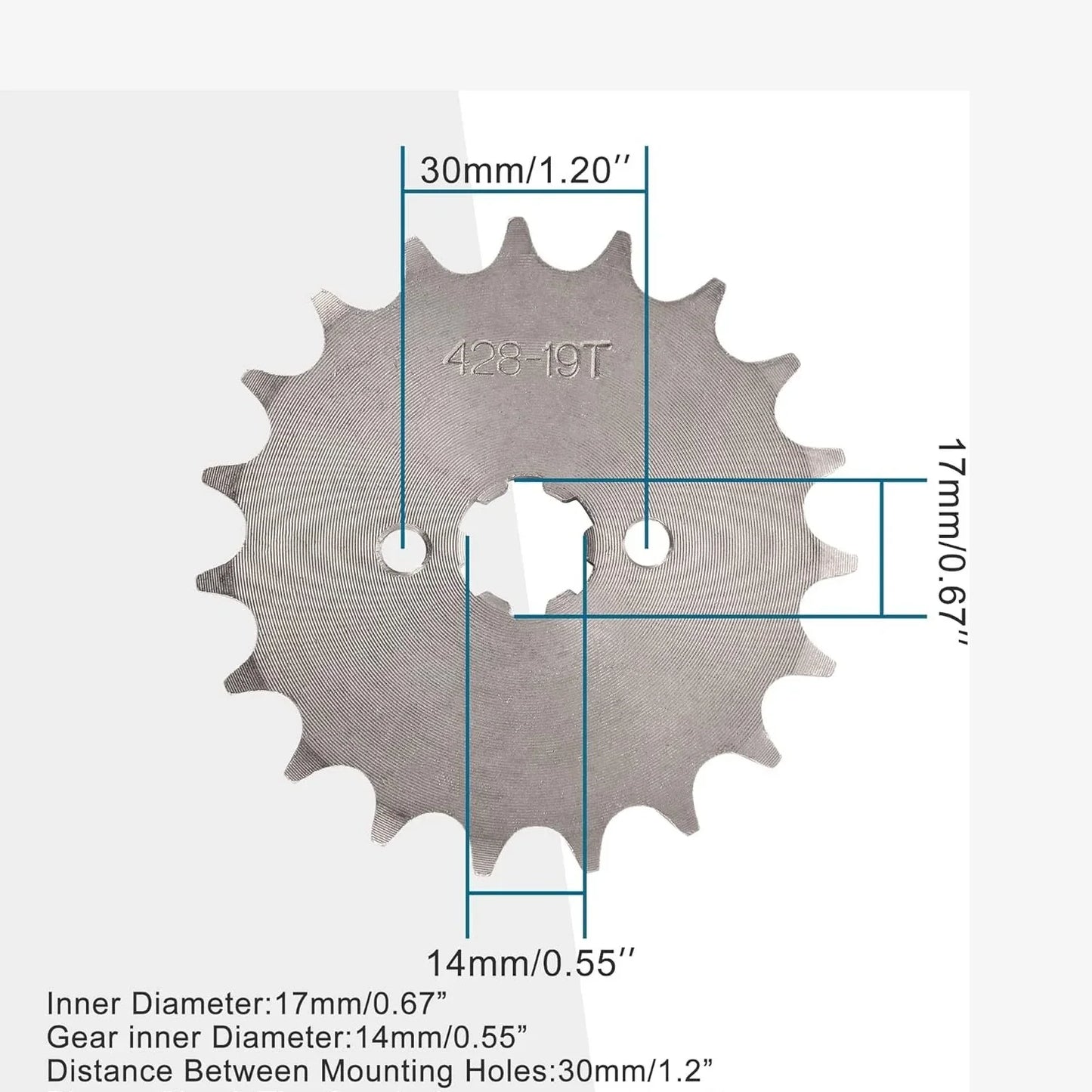 428-19T Front Engine Sprocket (17mm) for 50cc–125cc Pit Bike & ATV - goofitmoto
