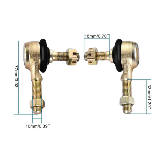 10-10mm Dual Positive Thread Tie Rod Ball Joint Set | For 50cc-250cc ATV, Quad & Go Kart - goofitmoto
