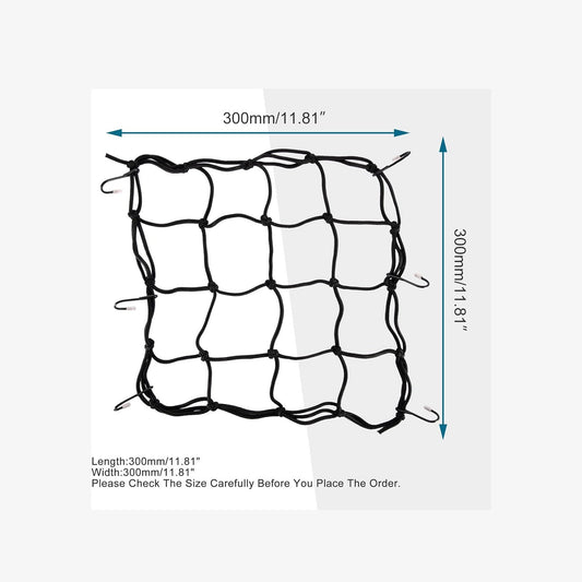 GOOFIT 12" x 12" Elasticated Bungee Luggage Cargo Net with Hooks Hold Down for Motorcycles Motorbike ATVs Bikes Cars Trucks Black