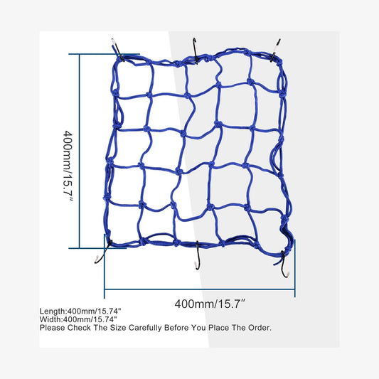 GOOFIT 15" x 15" Elasticated Bungee Luggage Cargo Net with Hooks Hold Down for Motorcycles Motorbike ATVs Bikes Cars Trucks Blue