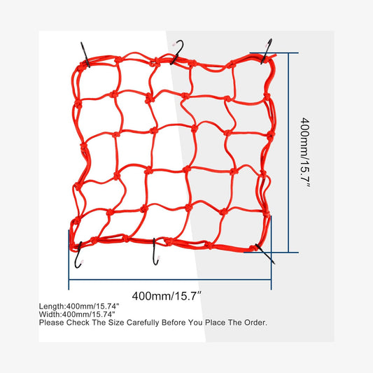 GOOFIT 15" x 15" Elasticated Bungee Luggage Cargo Net with Hooks Hold Down for Motorcycles Motorbike ATVs Bikes Cars Trucks Red