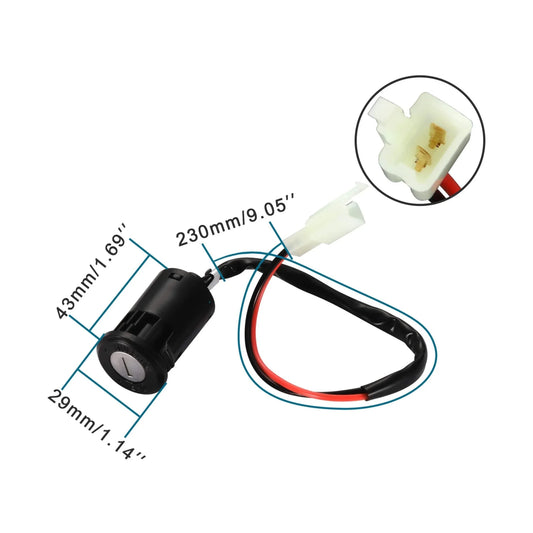 Ignition Key Switch Lock 2-Wire for Electric Trike Scooter Golf Cart - goofitmoto