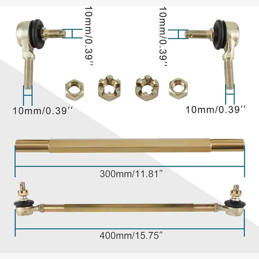 300mm Heavy-Duty Tie Rod Assembly | 10mm Thread | For 50cc-250cc ATV & Go Kart - goofitmoto