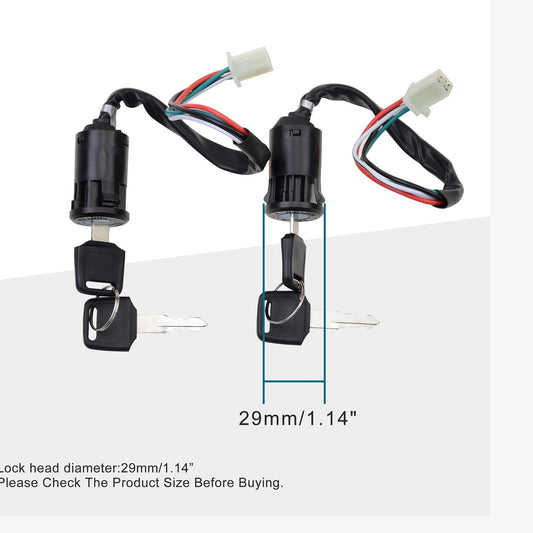 GOOFIT 4 Wire female Ignition Key Switch Lock Replacement for Go Kart Quad Dirt Bike ATV Kazuma Tank Roketa SUNL Electra Baja Hensim Alien Motors Pack of 2