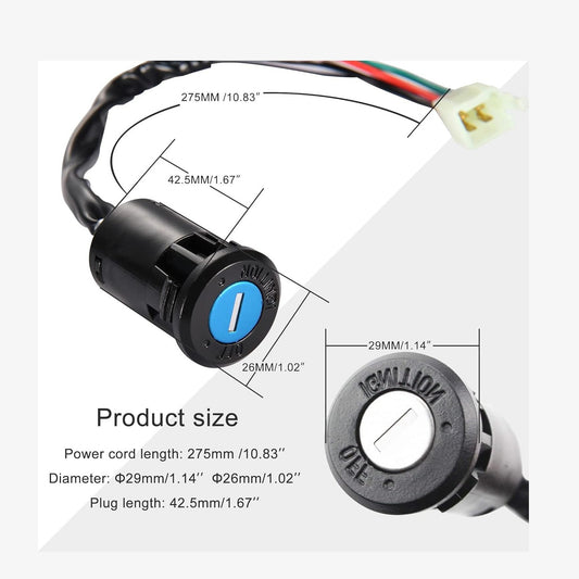 GOOFIT 4Pin Ignition Key Switch Set for Chinese Made 50cc 70cc 90cc 110cc 125cc ATV Dirt Bike Pocket Bike