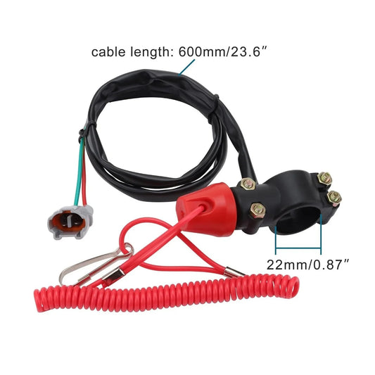 7/8" Handlebar Tether Kill Switch with Waterproof 2-Pin Plug for 50cc-150cc ATV & Quad - goofitmoto