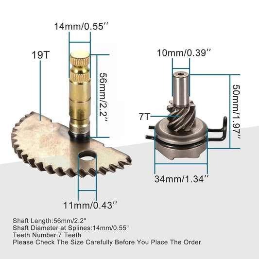 7-Tooth Kick Start Shaft Gear Kit for GY6 49cc 50cc 80cc 100cc 139QMB Scooter Moped - goofitmoto