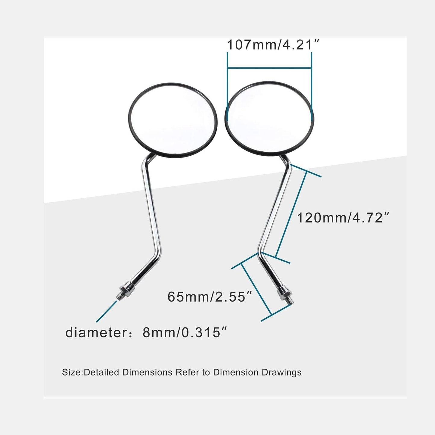 GOOFIT 8mm Black Round Rearview Mirror for 50cc 70cc 90cc 110cc 125cc 150cc 200cc 250cc ATV Quad Scooter Motorcycle Pit Dirt Bike Moped
