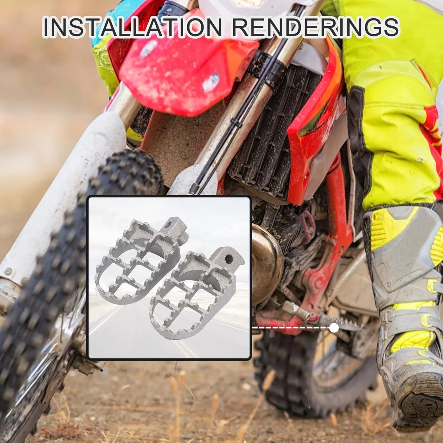 Wide Aluminum Foot Pegs for Yamaha PW50 PW80, Honda XR50R XR70, & 50cc-125cc Pit Bikes (Silver) - goofitmoto