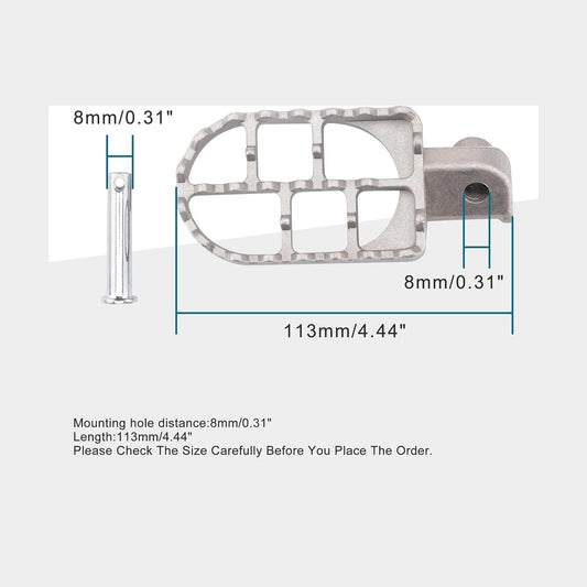 GOOFIT 8mm Foot Pegs Aluminium Foot Rest Replacement for 50cc 70cc 90cc 110cc 125cc Taotao Dirtbike Silver Motocross MX Foot Pegs-PW50 PW80 TTR90 1981-2012 Pit Bike
