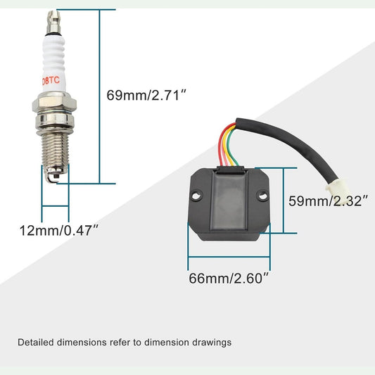 GOOFIT AC Racing Ignition Coil 6 Pin CDI Voltage Regulator Rectifier Solenoid Relay for CG 125cc 150cc Vertical Engine ATV Quad Go Kart