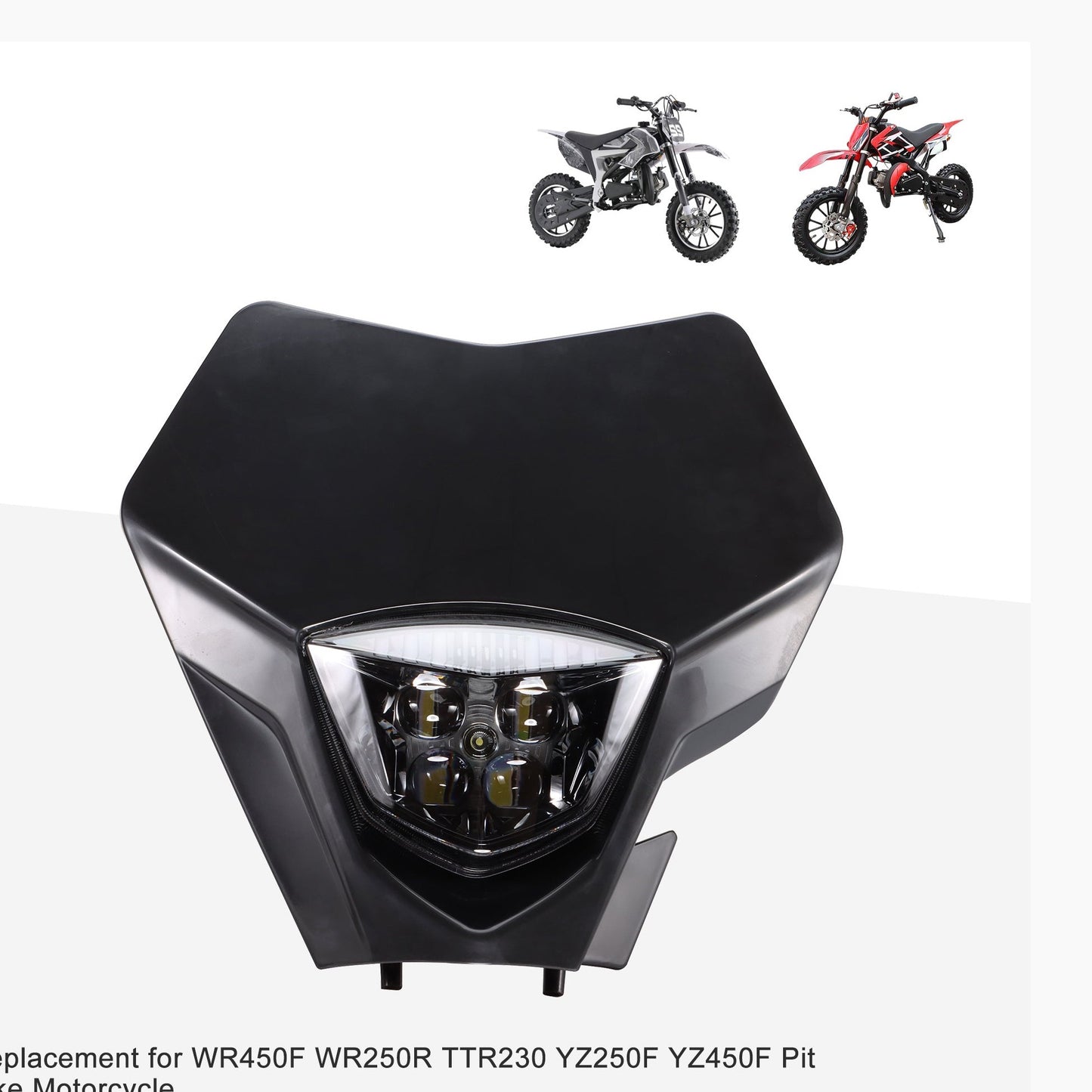 GOOFIT Black 12V 25W Led Headlight Universal Dirt Bike Head Light Lampshade Replacement for WR450F WR250R TTR230 YZ250F YZ450F Pit Bike Motorcycle