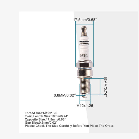 GOOFIT D8TC Spark Plug for 125cc 150cc 200cc 250cc Chinese ATV CF250 Water Cooled Engine Dirt Bike Go Kart Moped Scooter Pack of 4