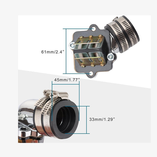 GOOFIT High Performance Racing Intake Manifold with Reed Valves Replacement for 2 Stroke 50cc Jog 1PE40QMB 1E40QMB Minarelli Engine Moped Scooter