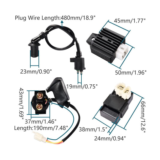 GOOFIT Ignition Coil CDI Solenoid Relay Voltage Regulator kit for GY6 50cc 125cc 150cc Engine ATV Go Kart Dirt Bike Pit Bike Scooter Moped