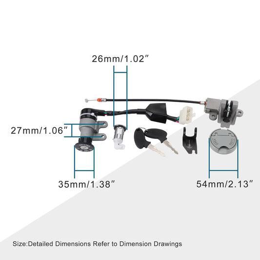GOOFIT Ignition Switch Key Lock Gas Tank Cap Set Replacement for GY6 49cc 50cc Taotao ATM50-A Roketa MC-08-50 YY50QT-6 Jonway Scooter Moped
