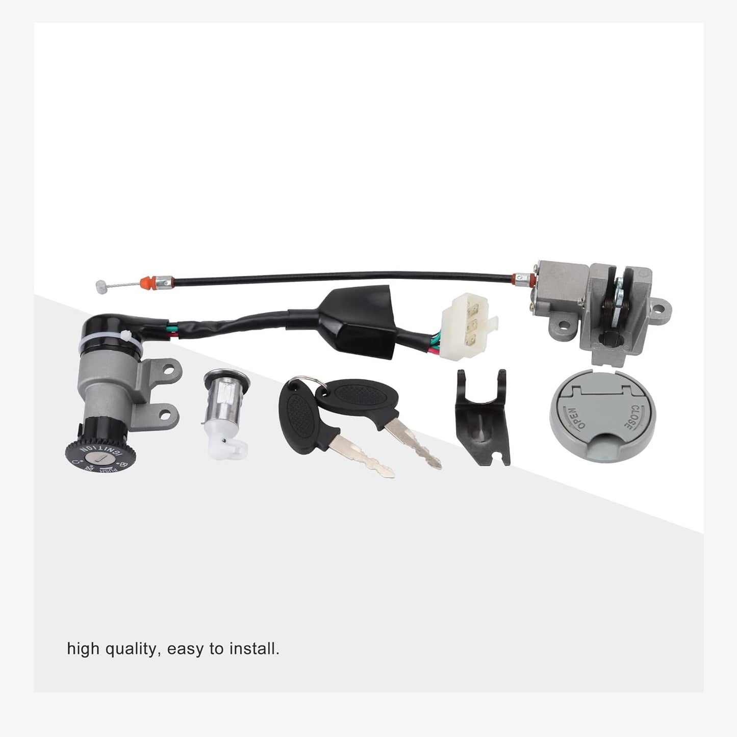 GOOFIT Ignition Switch Key Lock Gas Tank Cap Set Replacement for GY6 49cc 50cc Taotao ATM50-A Roketa MC-08-50 YY50QT-6 Jonway Scooter Moped