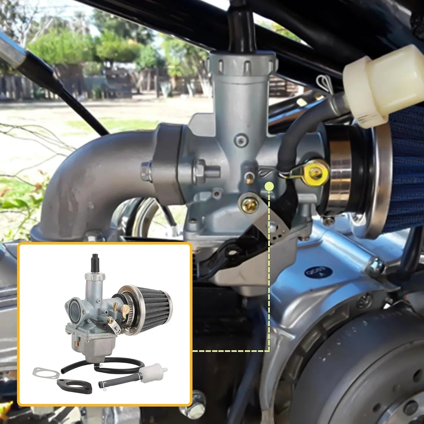 Carburetor Kit 26mm with Fuel Line & Filter for 100cc–125cc 4-Stroke CG125 Engine - goofitmoto