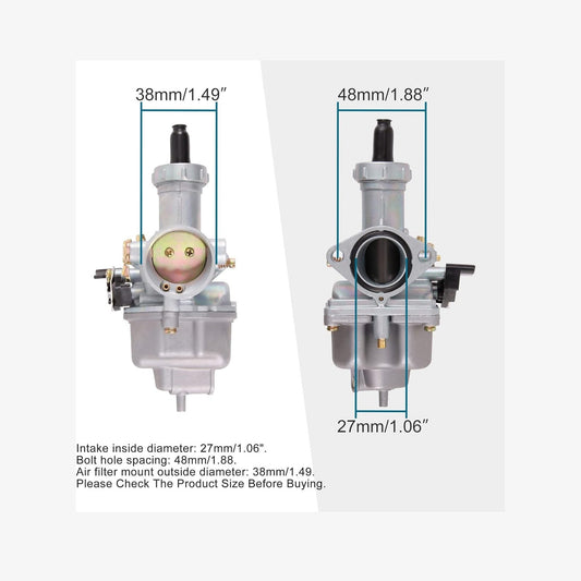 GOOFIT PZ27 27mm Carburetor with Hand Choke Replacement for 100cc 125cc 175cc 200cc ATV Dirt Bike CB125 XL125S TRX250 TRX 250EX