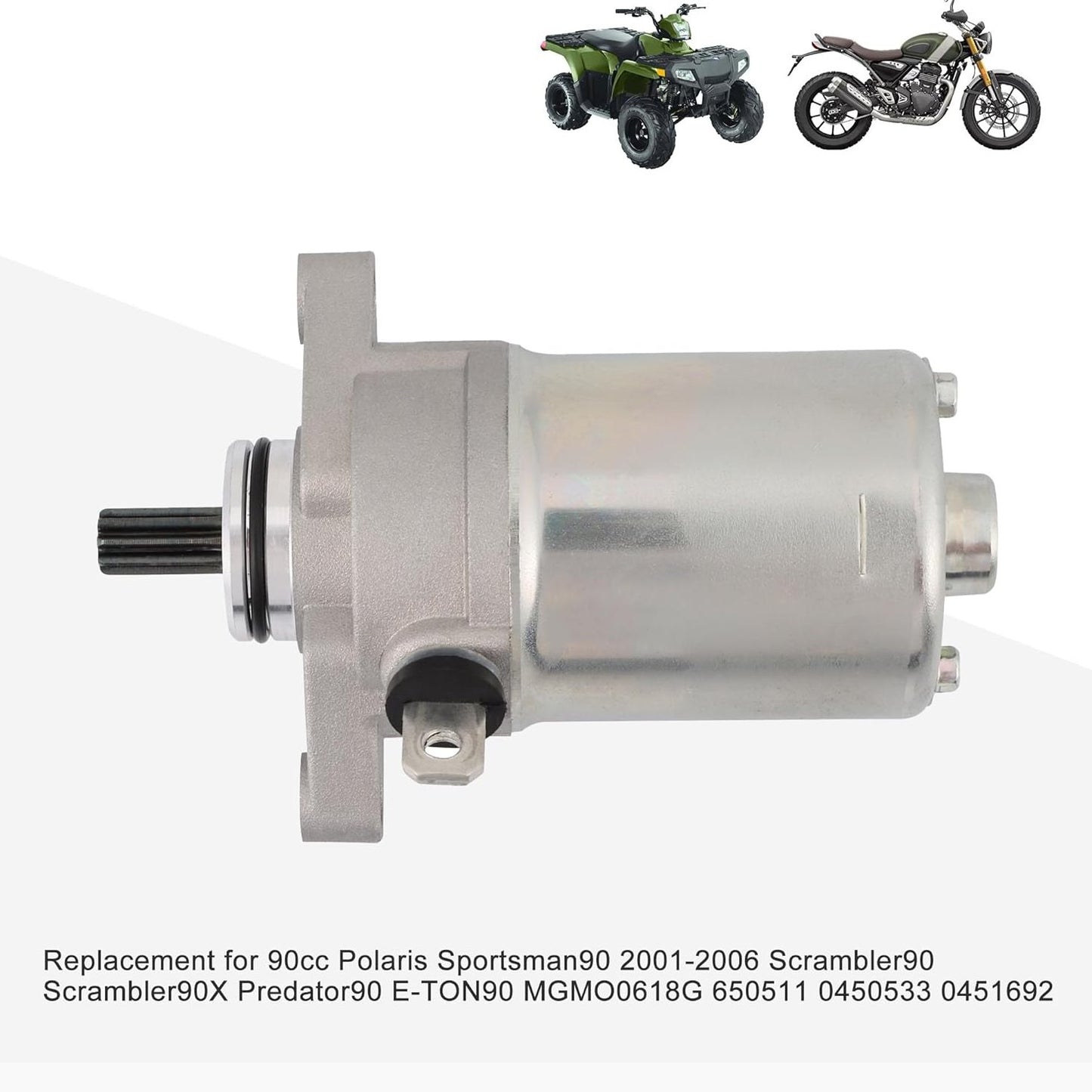GOOFIT Starter Motor Replacement for 90cc Polaris Sportsman90 2001-2006 Scrambler90 Scrambler90X Predator90 E-TON90 MGMO0618G 650511 0450533 0451692 AP8510653 ATV