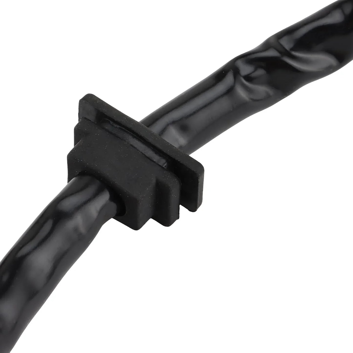 Black motorcycle wiring harness with protective sleeve and clip, compatible with Yamaha, Kawasaki, Suzuki, Polaris, GY6