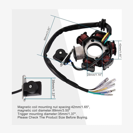 Magneto Stator 6-Pole 5-Wire for GY6 50cc-125cc ATV Scooter Dirt Bike