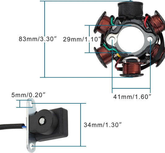 Magneto Stator for GY6 50cc-125cc | 5-Wire 6-Coil