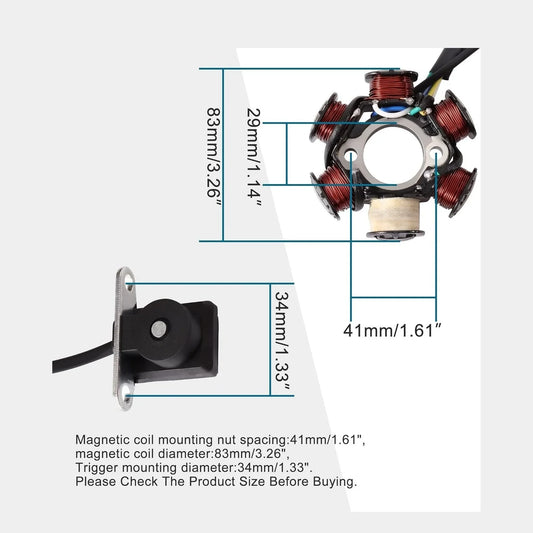 Magneto Stator for GY6 50cc-125cc ATV Scooter| 5-Wire AC Half-Wave (Male Plug) - goofitmoto