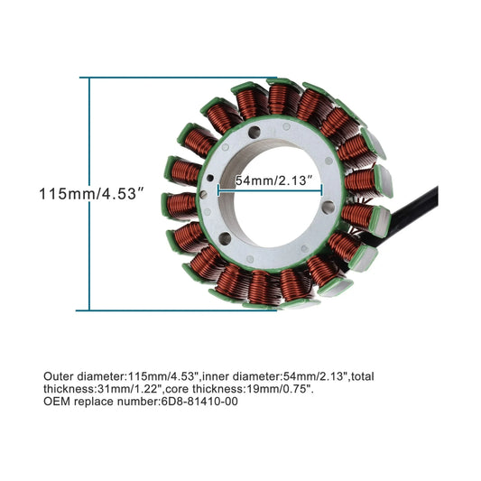 Magneto Stator for Yamaha F75, F80, F90, F100 Outboards | OEM 6D8-81410-00 - goofitmoto