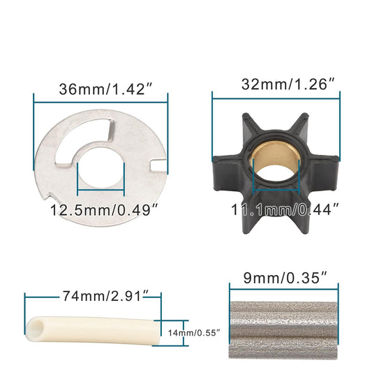 GOOFIT Water Pump Impeller Repair Kit for Mercury Mariner 4-9.8 HP 1975-1986 Outboard 47-89980T1 47-89980Q1