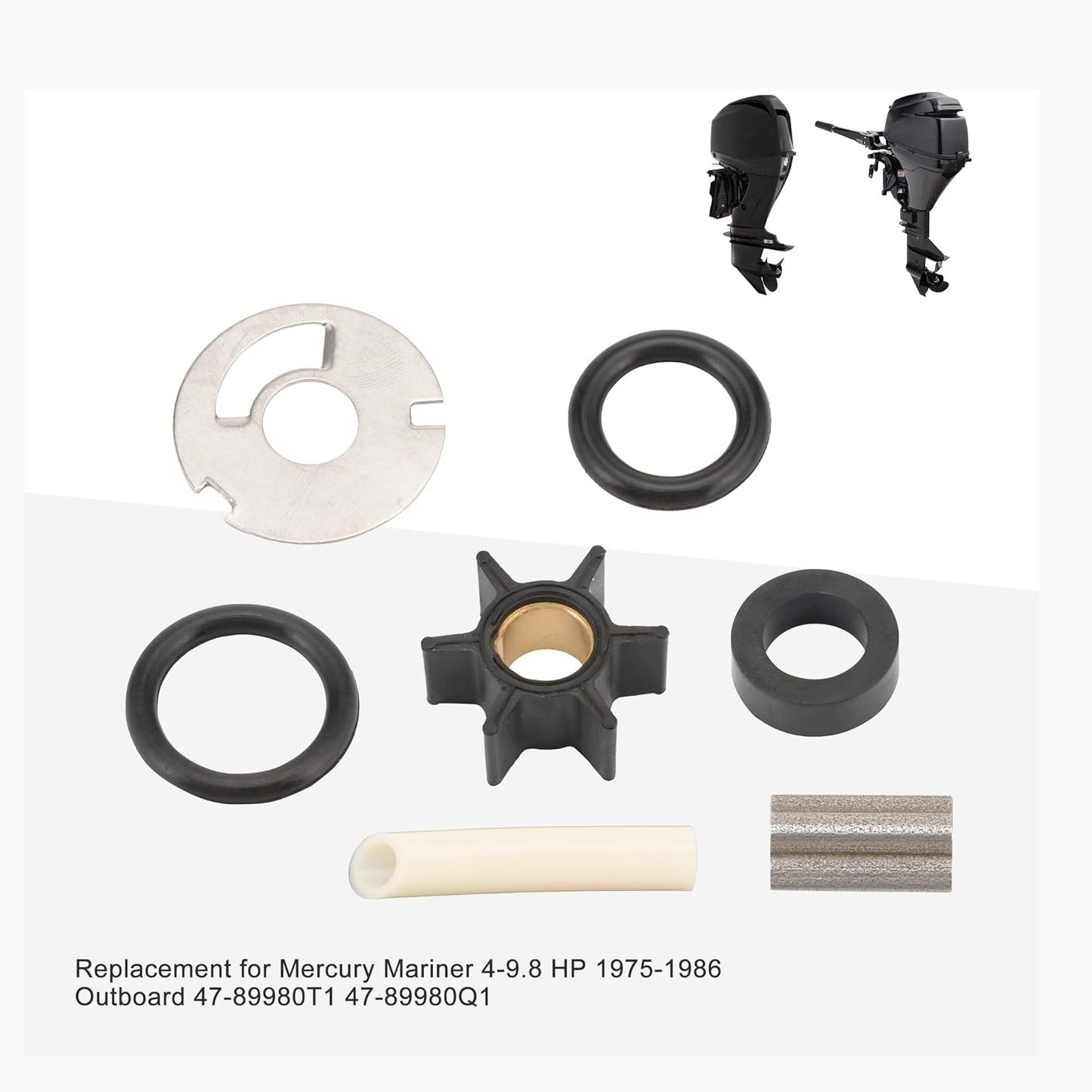 GOOFIT Water Pump Impeller Repair Kit for Mercury Mariner 4-9.8 HP 1975-1986 Outboard 47-89980T1 47-89980Q1