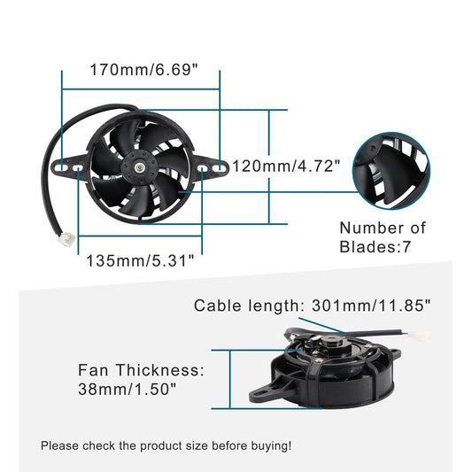GOOFIT 12V DC Radiator Cooling Fan Replacement for Chinese NC250 150cc 200cc 250cc Water Cooled 4 Wheeler ATV Dirt Pit Bike Motorcycle UTV