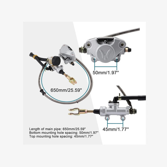 Rear Hydraulic Foot Brake Assembly with Oiler for 110cc–250cc ATV & Dune Buggy - goofitmoto