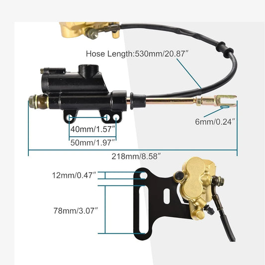 Full Rear Hydraulic Brake Assembly with 12mm Caliper for 70cc-250cc ATV & Dirt Bike - goofitmoto