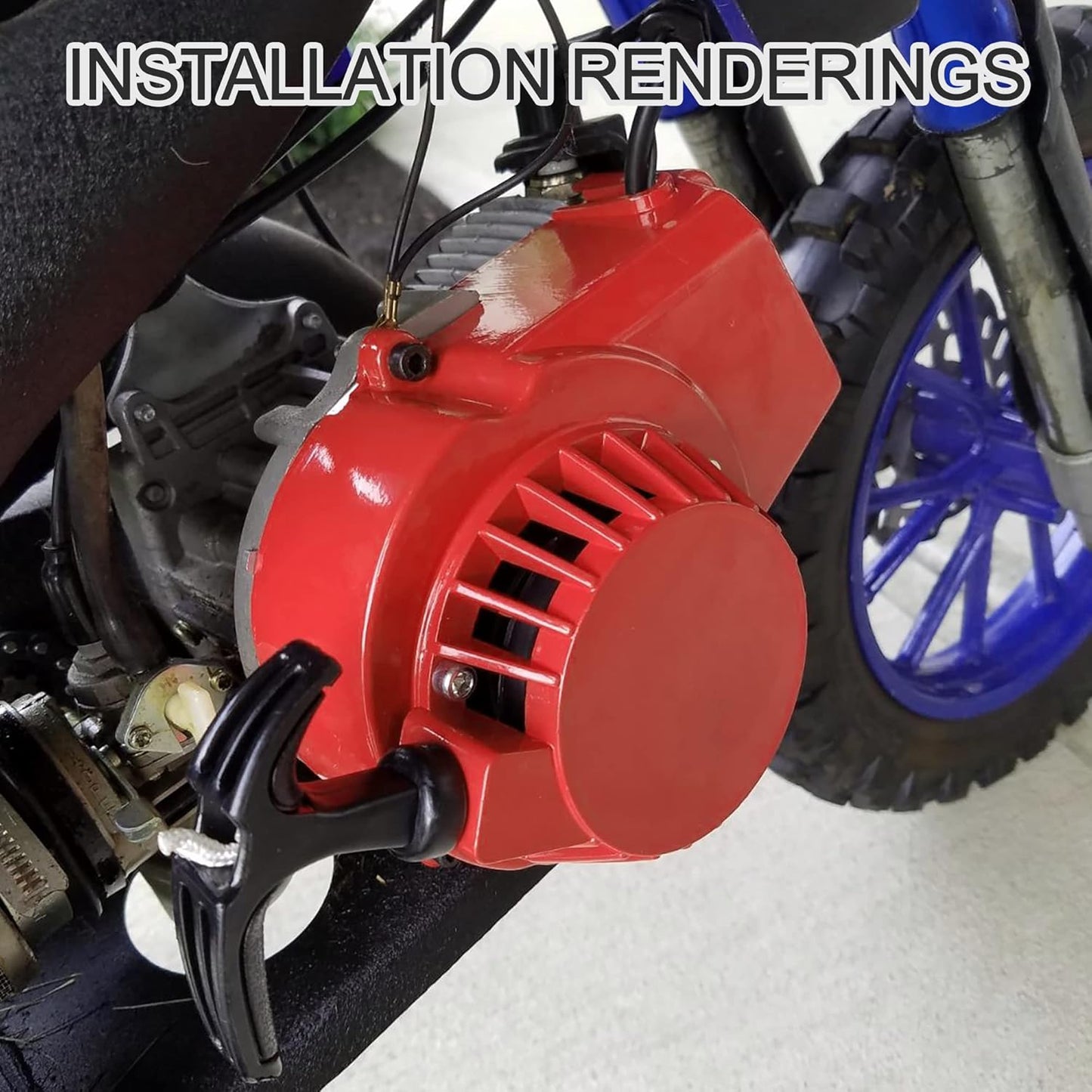 GOOFIT Alloy Pull Start Recoil Starter for 2 Stroke 47cc 49cc Pocket Dirt Bike Mini ATV Red