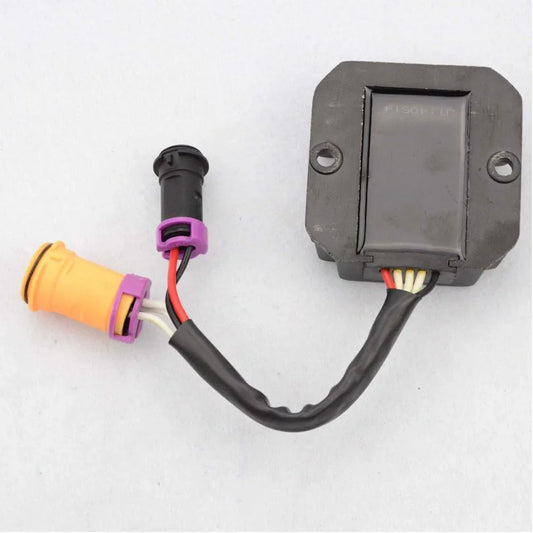 5-wire ATV regulator rectifier with black housing and color-coded connectors on a white background